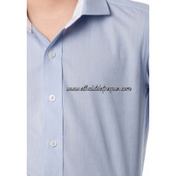 SPAGNOLO Camisa Niño Celeste Cuello Cutaway Fil a Fil 2