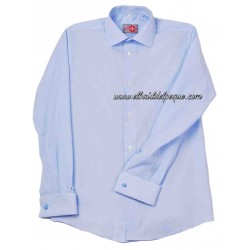 Camisa Niño Celeste Mil Rayas con Gemelos de Varones