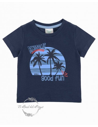 Camiseta Niño Azul Palmeras de Boboli Moda Infantil