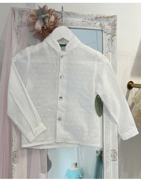 Camisa Niño Ceremonia Plumeti Crudo Julietas