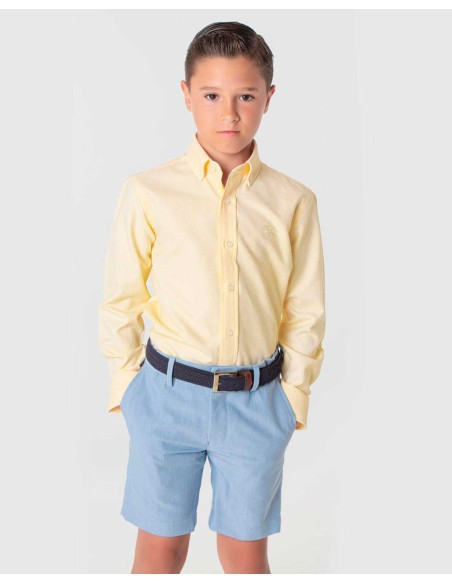 Camisa Niño Amarilla Oxford Spagnolo Moda Infantil