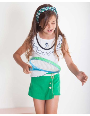 Falda Niña Verde Velero Ceremonia Kauli Moda Infantil