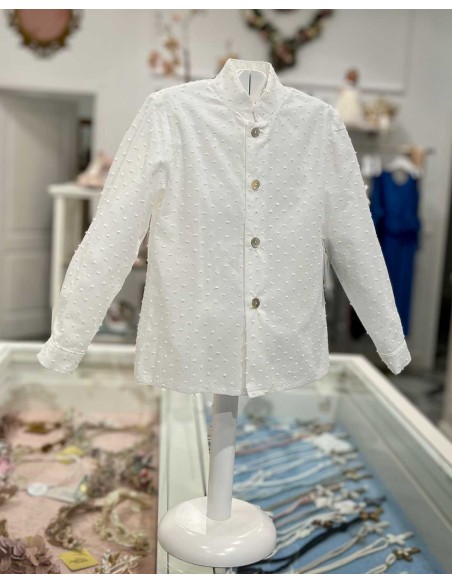 Camisa Niño Ceremonia Plumeti Crudo Julietas