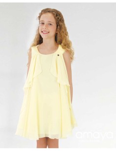 Vestido Ceremonia Niña Amarillo Empolvado Amaya