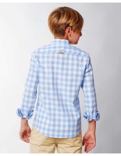 Camisa Niño Cuadros Celestes Popelín Spagnolo Moda Infantil 2