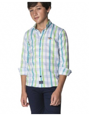 Camisa Niño Oxford Spagnolo Moda Infantil Celeste y Verdes