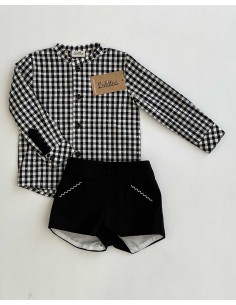 Pantalón Corto y Camisa Niño Vichy Bear Lolittos Moda Infantil