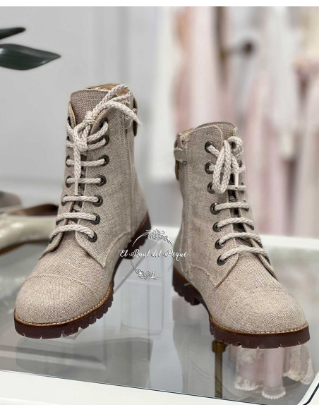 Botas Niño Lino Natural Comunión Hortensia Maeso