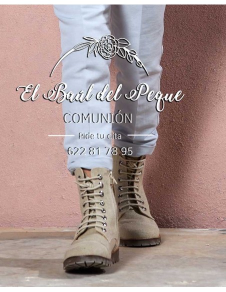 Botas Niño Lino Natural Comunión Hortensia Maeso