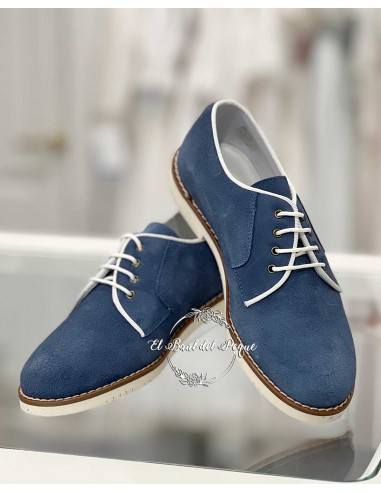 Zapato Blucher Niño Comunión Guxs Shoes Azul Jeans