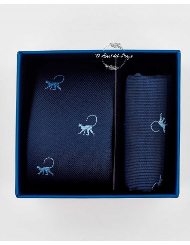 Set Corbata y Pañuelo Bolsillo Azul Monos Spagnolo Elegance