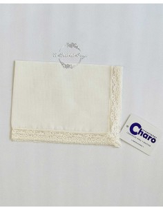 Pañuelo Bautizo Crudo y Encajes Creaciones Charo