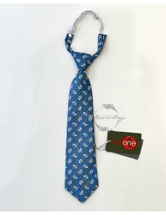 Corbata Niño Ceremonia Varones Azul Cachemir Gris Plata