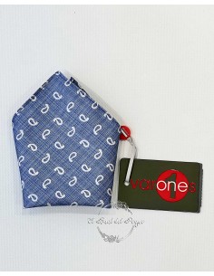 Pañuelo Niño Ceremonia Varones Celeste Cachemire Gris Plata