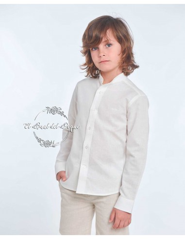Camisa Niño Cuello Mao Blanca Spagnolo Moda Infantil