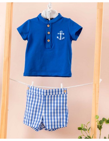 Conjunto Niño Bebé Azul Vichy Cuka Moda Infantil