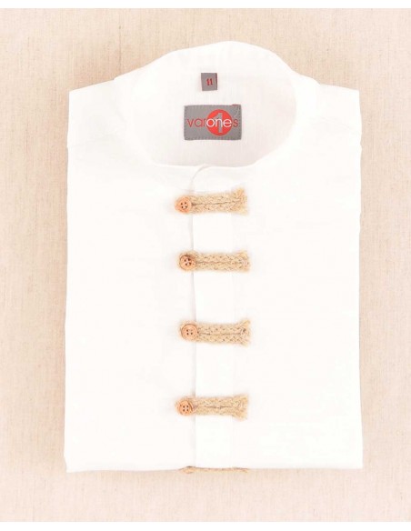 Camisa Niño Cuello Mao Ceremonia Varones Alamares Cuerdas