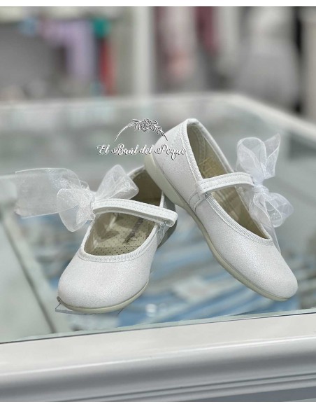 Zapato Niña Mercedita Ceremonia Perla Blanco