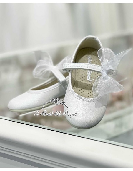 Zapato Niña Mercedita Ceremonia Perla Blanco