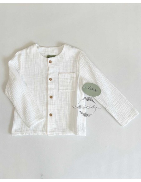 Camisa Niño Ceremonia Bambula Blanca Julietas