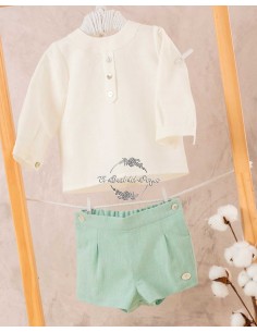 Conjunto Bebé Niño Ceremonia Basmartí Verde Crudo La Piedad