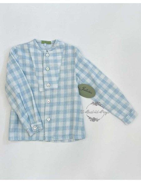 Camisa Niño Ceremonia Cuadros Celestes Julietas