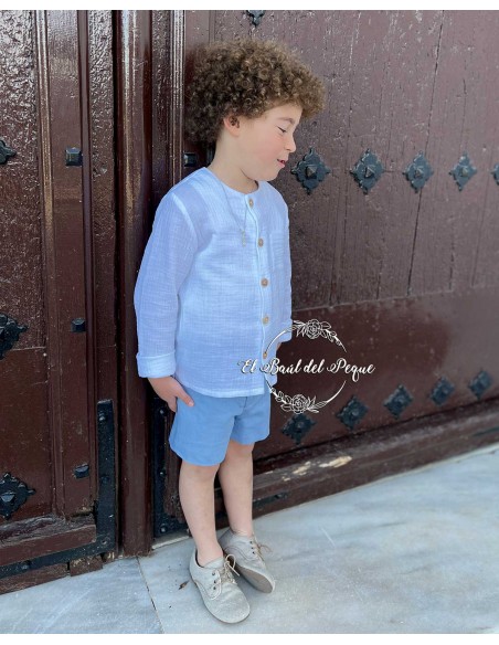 Camisa Niño Ceremonia Bambula Blanca Julietas