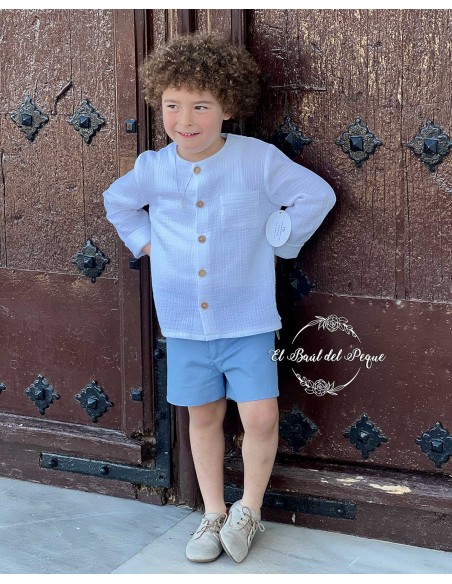 Camisa Niño Ceremonia Bambula Blanca Julietas