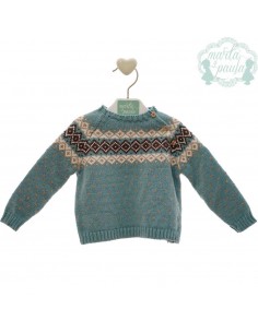 Jersey Bebé Niño Greca Marta y Paula Familia Delhi Turquesa