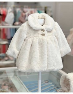 Abrigo Bebé Niña con Capota Pelo Beig Marta y Paula
