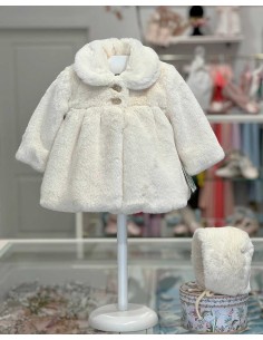 Abrigo Bebé Niña con Capota Pelo Beig Marta y Paula 2