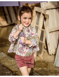 Conjunto Short Bebé Niña Marta y Paula Familia Hanoi Buganvilla