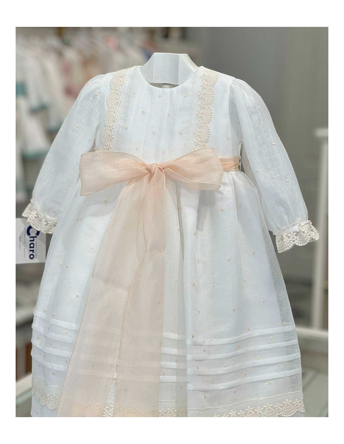 Faldón Medio Batista Inglesa Bordada y Capota Charo Bautizo