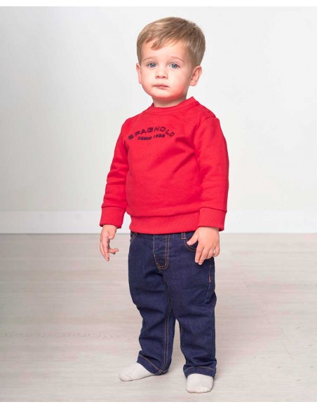 Sudadera Niño Roja y Vaquero Azul Spagnolo Moda Infantil