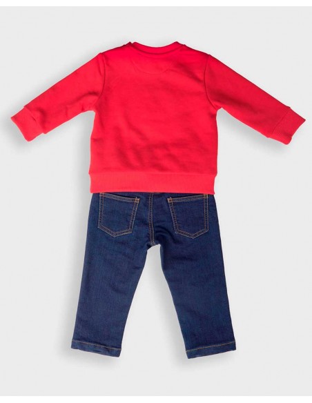 Sudadera Niño Roja y Vaquero Azul Spagnolo Moda Infantil