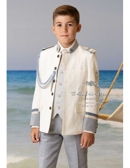 Traje Almirante Comunión Niño Blanco y Celeste Amalio Rubio