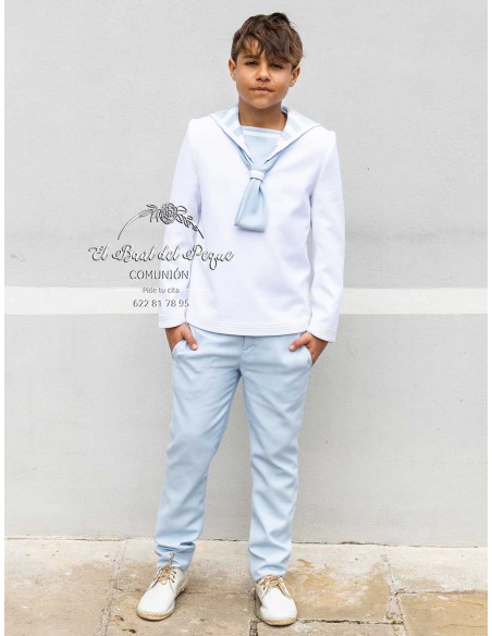 Traje Marinero Comunión Niño Barcarola Blanco Celeste