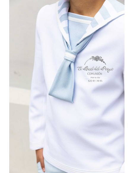 Traje Marinero Comunión Niño Barcarola Blanco Celeste