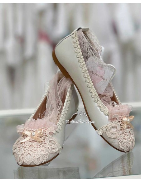 Bailarina Beige Mesita Mercedes de Alba Tul Rosa