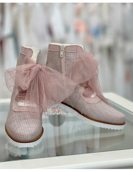 Botas Comunión Niña Rosa Rafia María Catalán