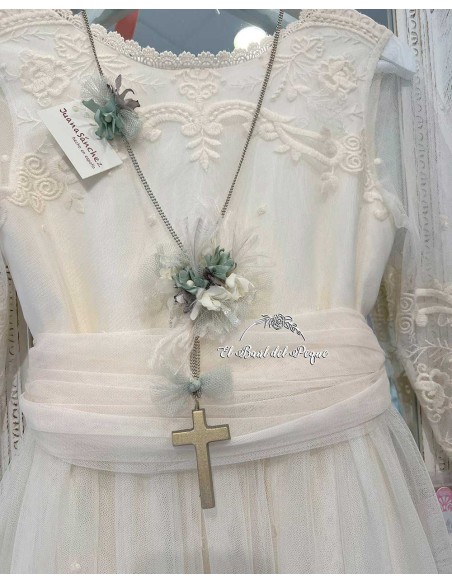 Rosario Niña Comunión Verde Agua Juana Sánchez