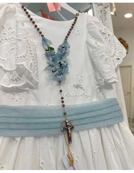 Rosario Niña Comunión Madera Manuela Macías Flores Celestes