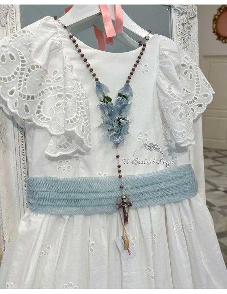 Rosario Niña Comunión Madera Manuela Macías Flores Celestes