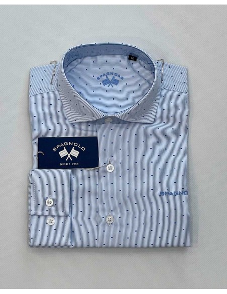 Camisa Niño Popelín Estampado Azul Celeste Spagnolo