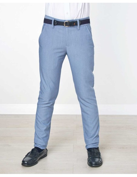 Pantalón Niño Chino Micro Oxford Spagnolo Celeste