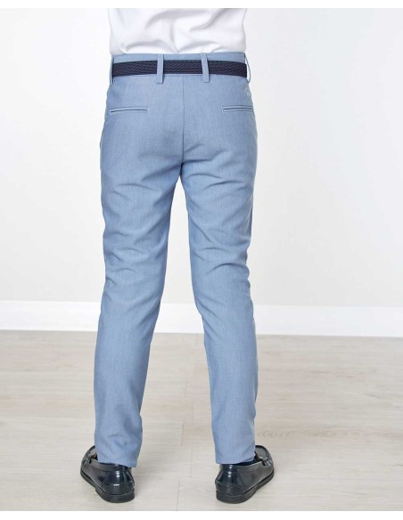 Pantalón Niño Chino Micro Oxford Spagnolo Celeste