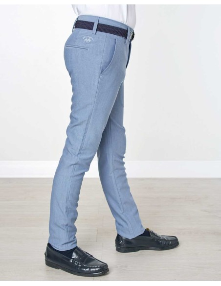 Pantalón Niño Chino Micro Oxford Spagnolo Celeste