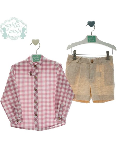 Camisa Cuadros Malva Bermuda Lino Marta y Paula Piscis