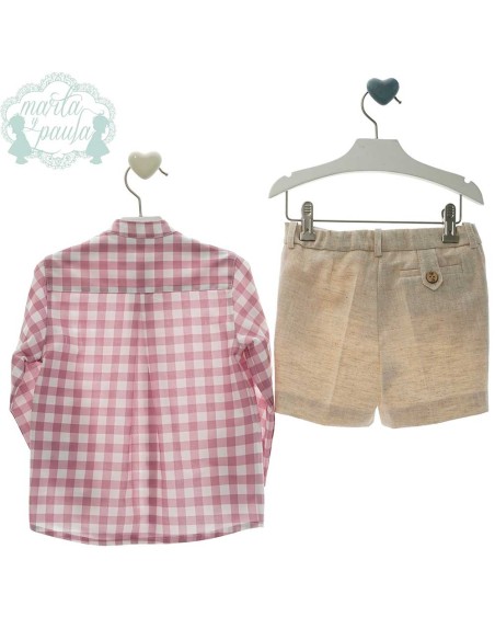 Camisa Cuadros Malva Bermuda Lino Marta y Paula Piscis