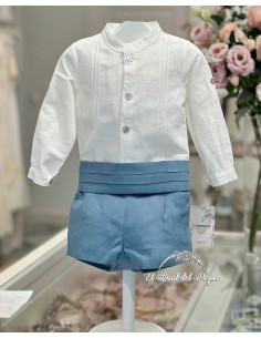 Conjunto Niño Ceremonia Crudo y Azul Basmartí